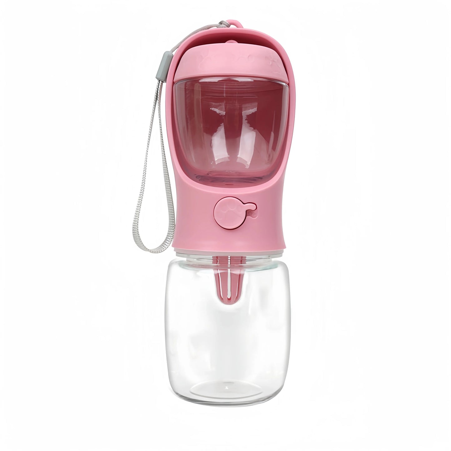 Pink 2-in-1 pet travel bottle Pawsome-style.com