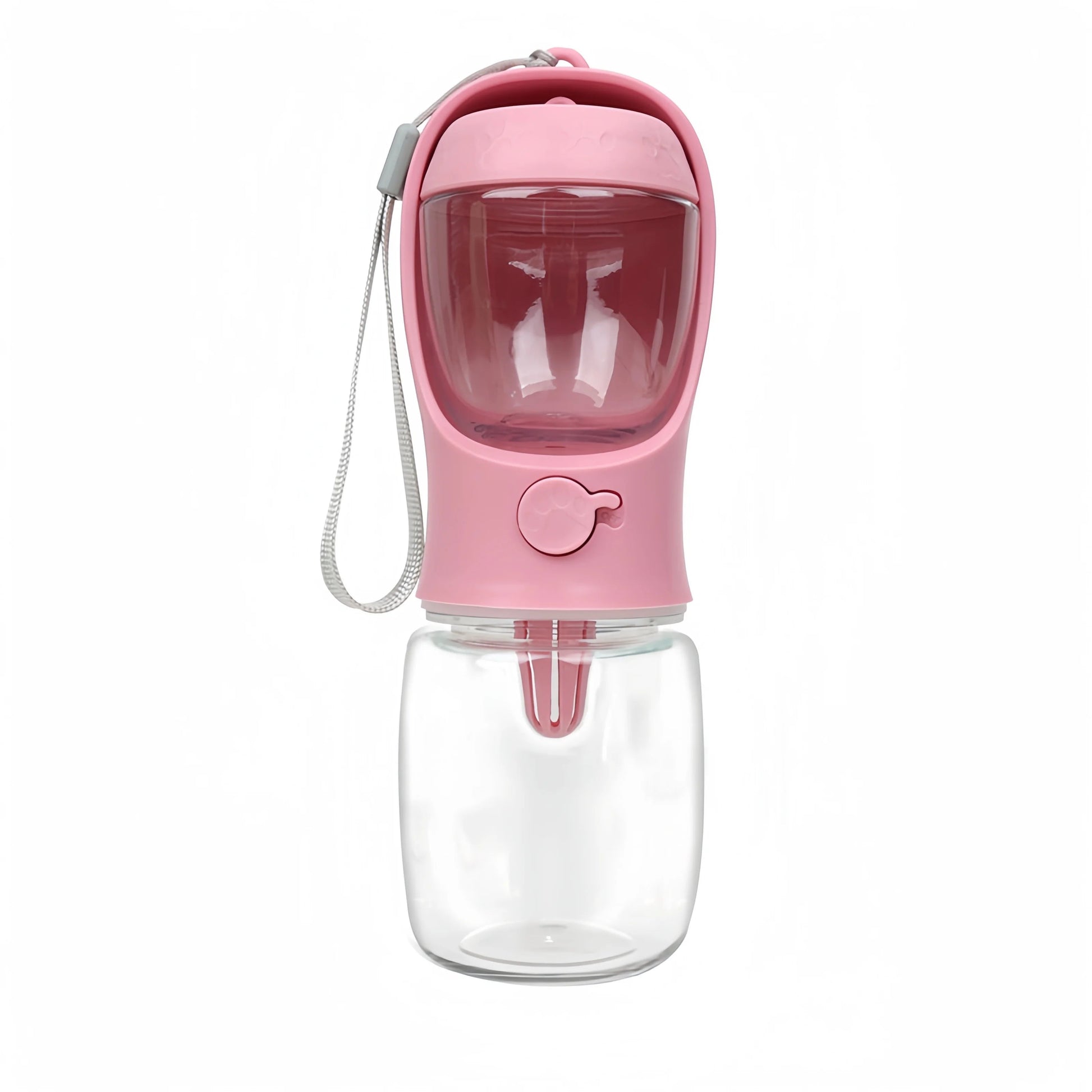 Pink 2-in-1 pet travel bottle Pawsome-style.com