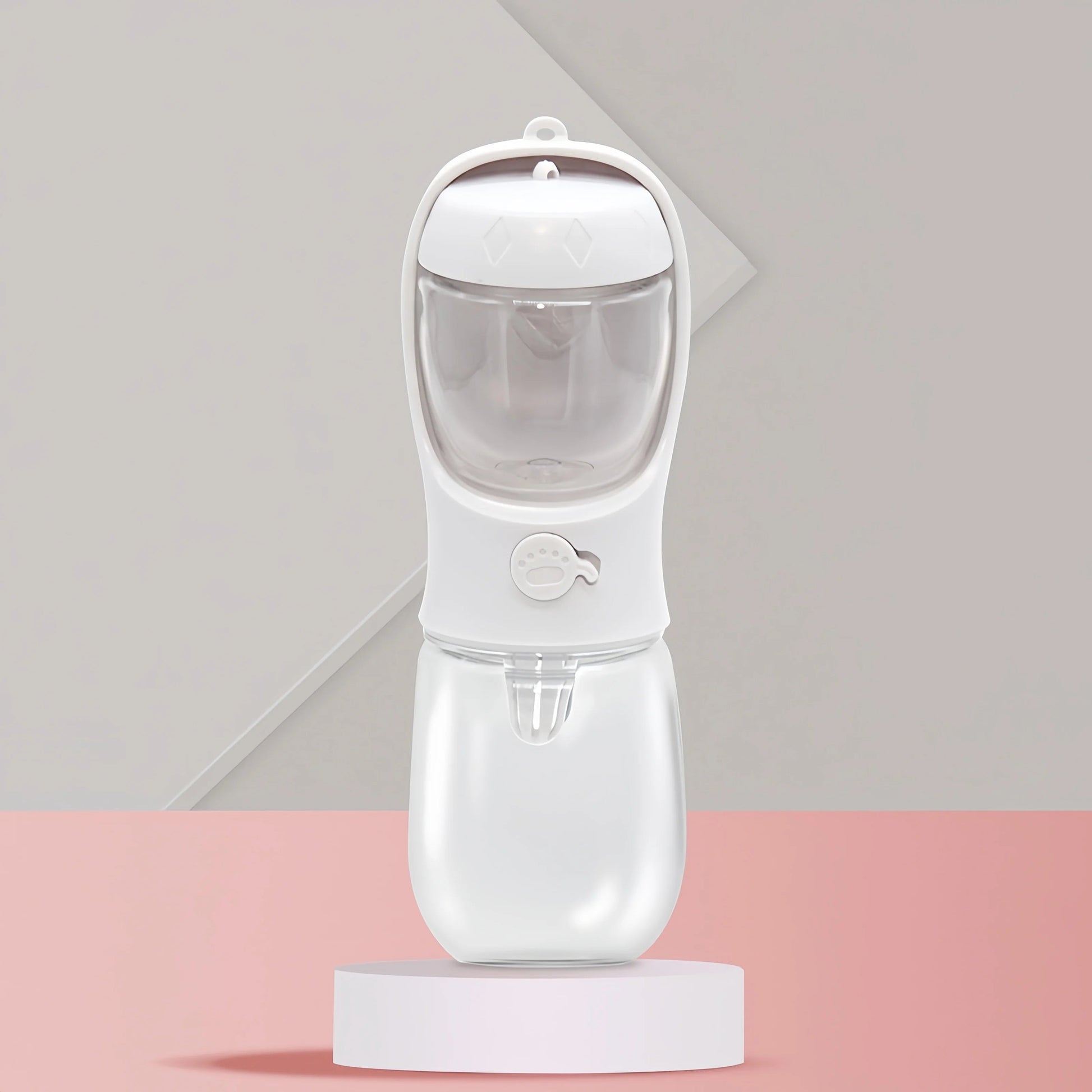 White 2-in-1 pet travel bottle Pawsome-style.com